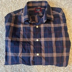 UNTUCKit Navy Plaid Button Up Shirt Sz M